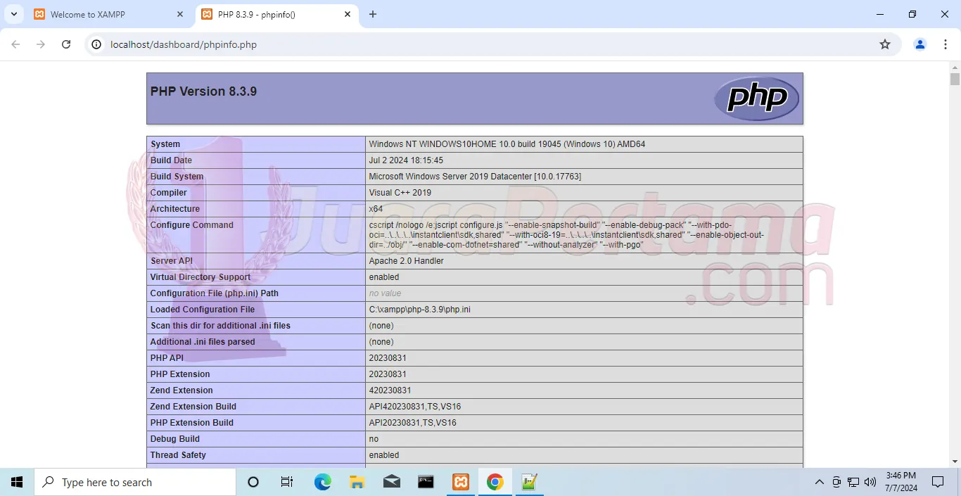 Ganti PHP XAMPP - phpinfo