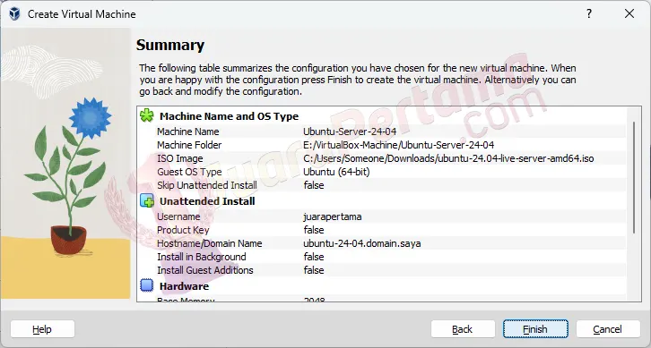 Instalasi Ubuntu Server di VirtualBox - Create VM - 5