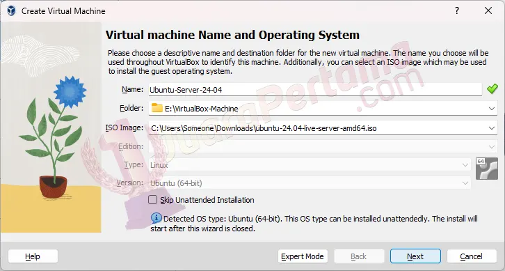 Instalasi Ubuntu Server di VirtualBox - Create VM