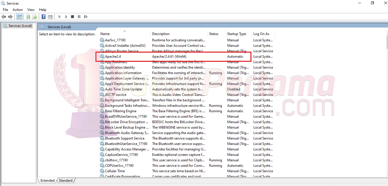 Instalasi Webserver - Apache as service