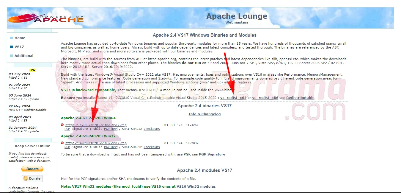 Instalasi Webserver - Apache Download
