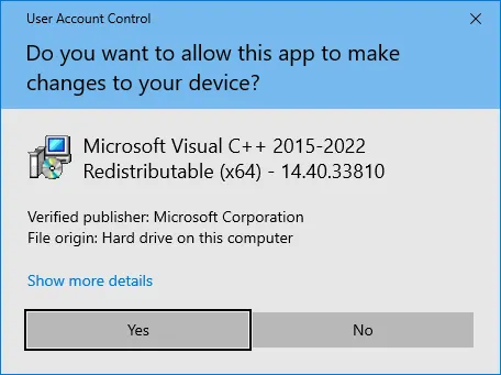 Instalasi Webserver - Visual C++ Redistributable Install - UAC