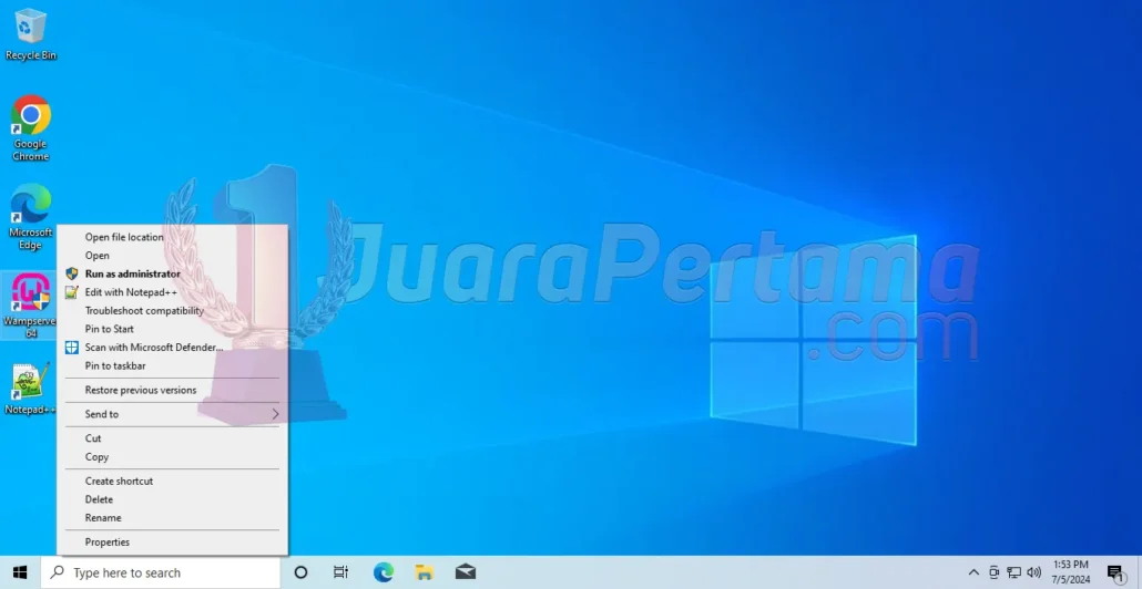 Panduan Instalasi WampServer - run program as Administrator