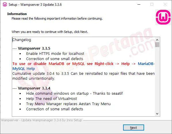 Update WampServer - Install 7