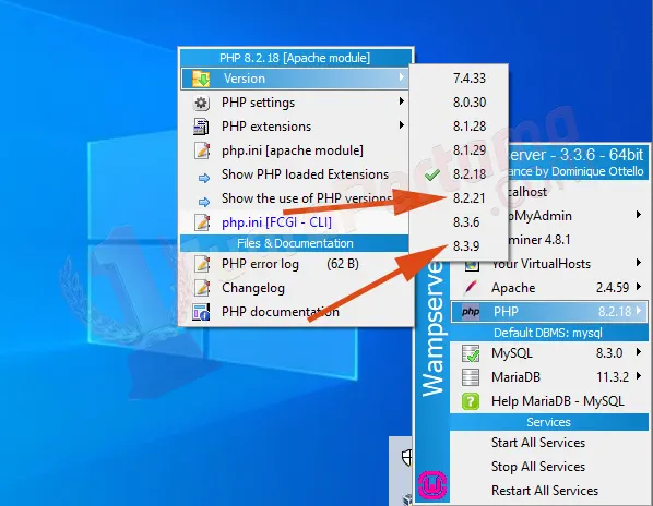 Update WampServer - Tray Menu 2