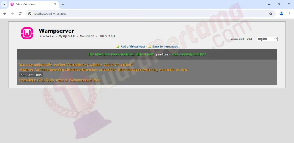 Virtual Host di WampServer - Add Done