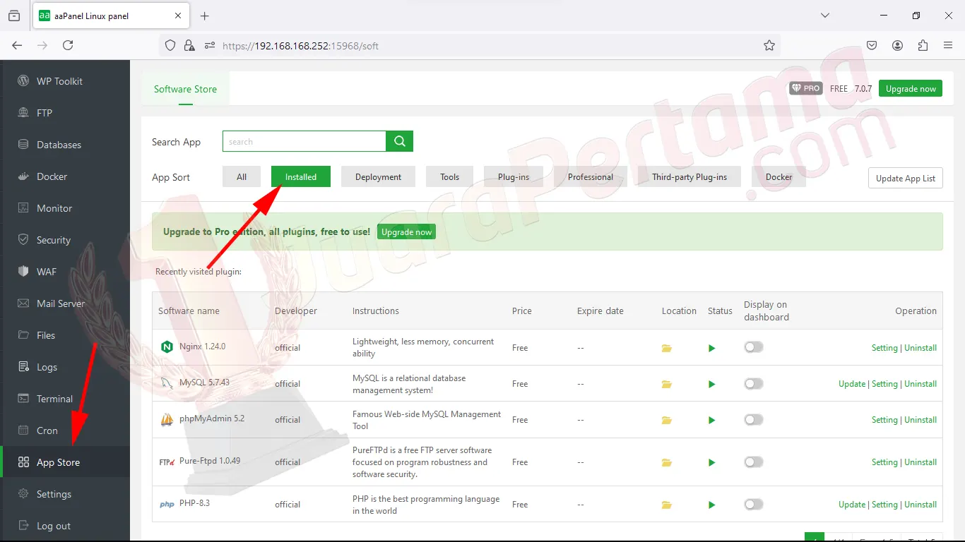 Install aaPanel di Ubuntu 22.04 - App Store