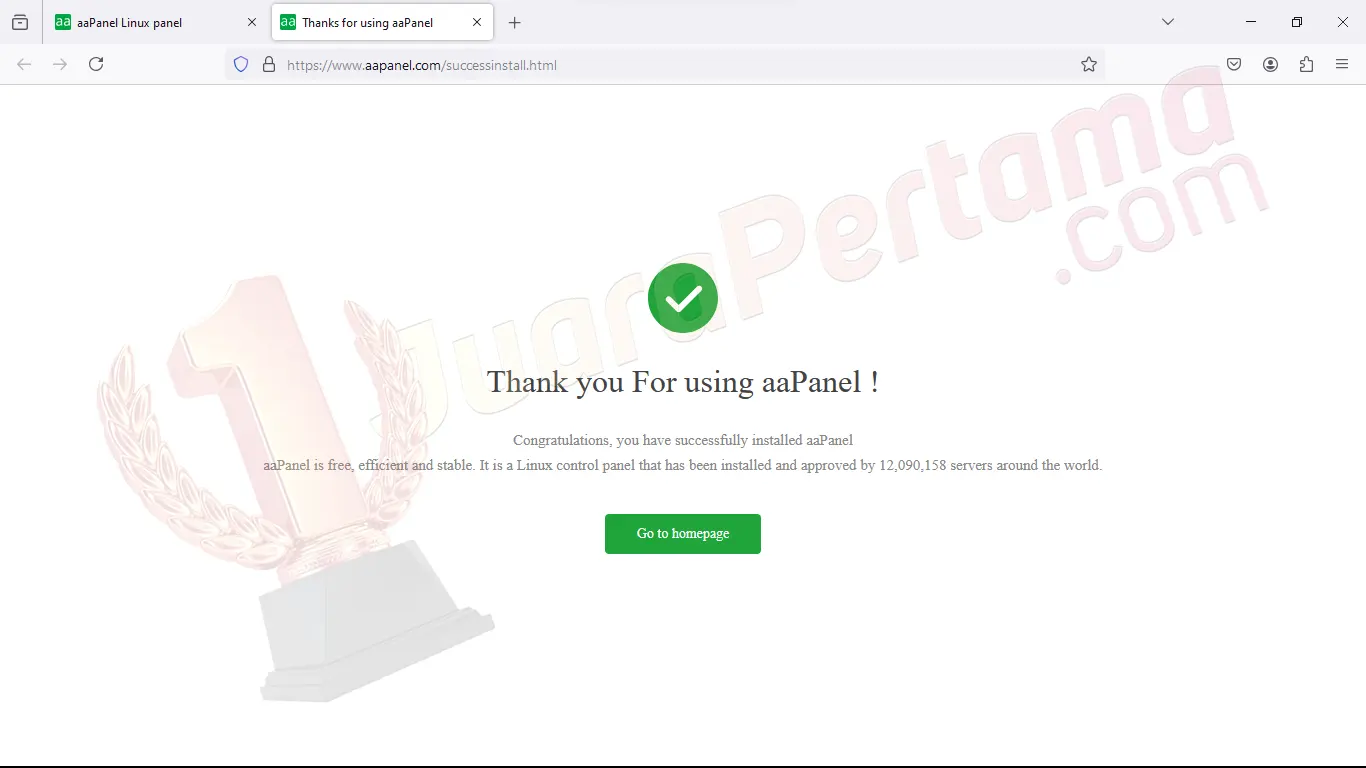 Install aaPanel di Ubuntu 22.04 - Thank you