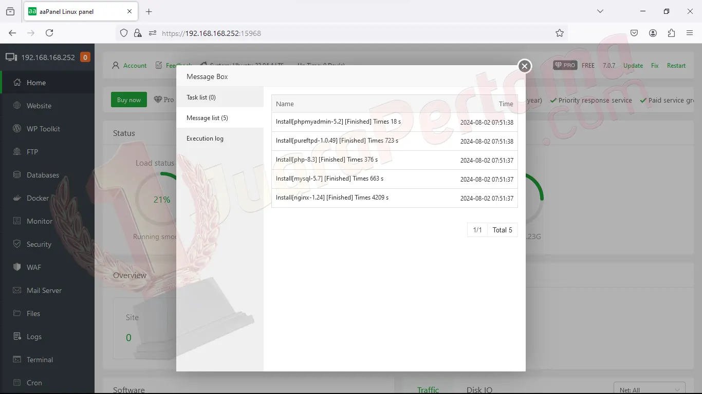 Install aaPanel di Ubuntu 22.04 - LNMP Done
