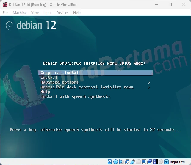 Install Debian 12.10 di VirtualBox - Create VM - Setup
