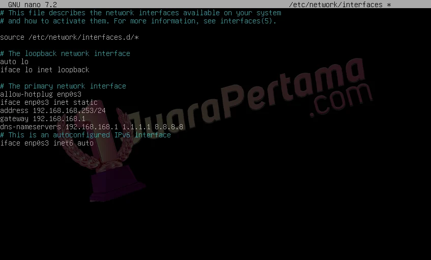 Membuat Static IP di Debian - network interfaces updated