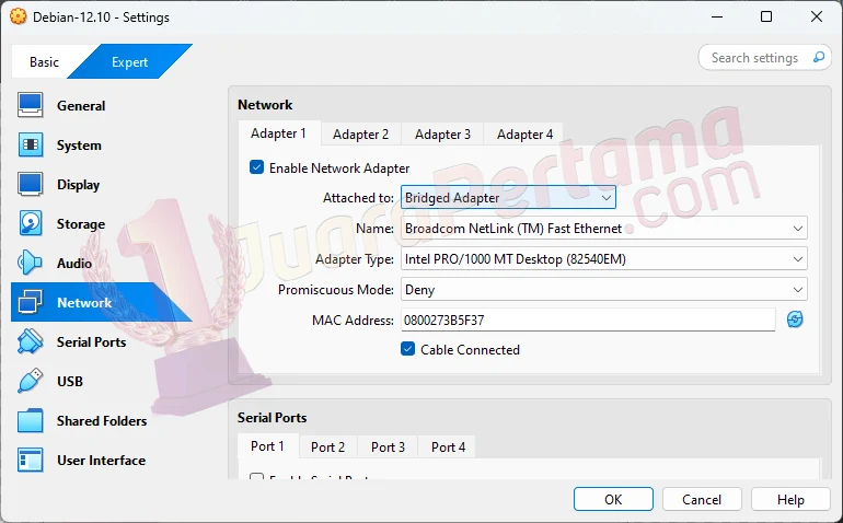 Membuat Static IP di Debian - VirtualBox Network Change Adapter