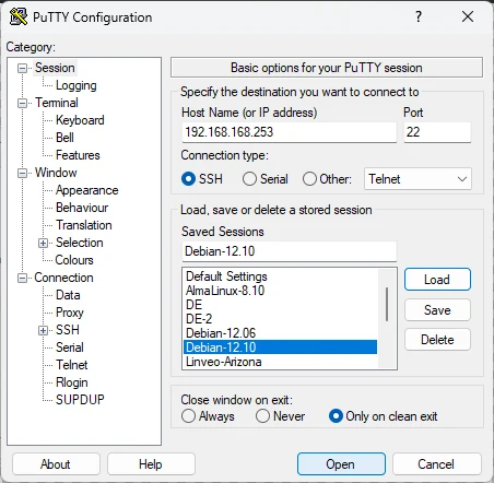 Membuat Static IP di Debian - PuTTY