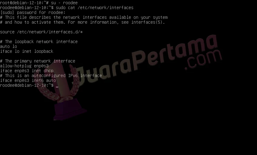 Membuat Static IP di Debian - sudo user